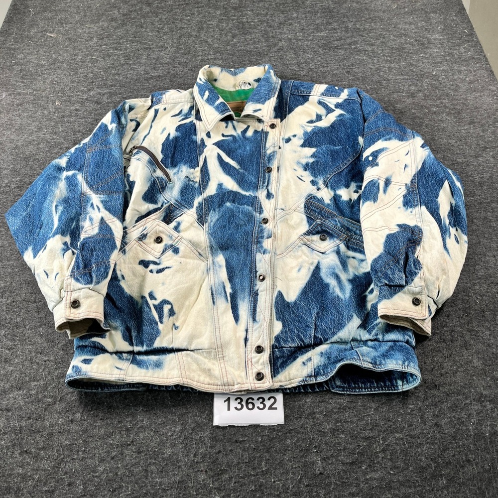 Vintage Giacca Denim Jacket Women Medium Blue Excellent Acid Wash Tie Dye